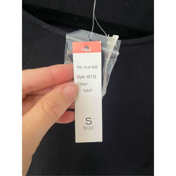 Elliott Lauren NWT Navy Blue Red Side Zipper Blouse, Size Small, MSRP $160 - Picture 10 of 12